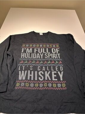 Port and Company Black 'I'm Full of Holiday Spirit' Crewneck Sweatshirt